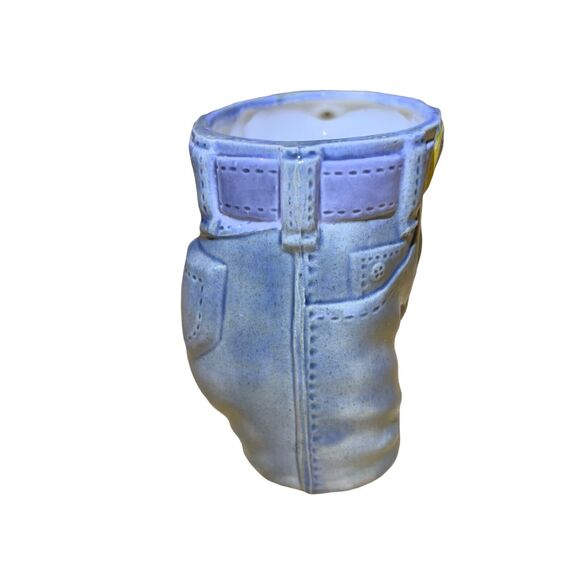 VTG 1977 Planter Byron Molds Handcrafted blue jeans Pant Ceramic 16oz Cup - Picture 3 of 7